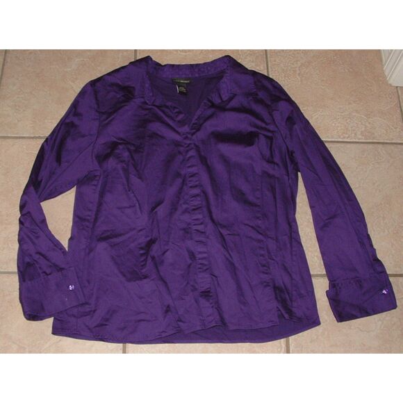LANE BRYANT Royal Purple Plus Sz 18/20 Stretchy Button Up Long Sleeve Shirt - Picture 1 of 2